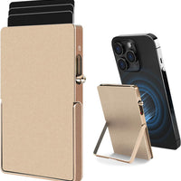 RFID Blocking Wallet Minimalist Slim Card Holder for Magsafe with Adjustable Stand, Metal Pop Up Magnetic Wallet  for Men TOYFID