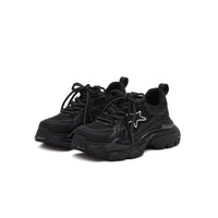 Women's Black Retro Platform Sneakers – Star Detail