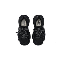 Women's Black Retro Platform Sneakers – Star Detail